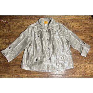 Ruby Rd Womens Sz 14P Beige Metallic Jacket Blazer
